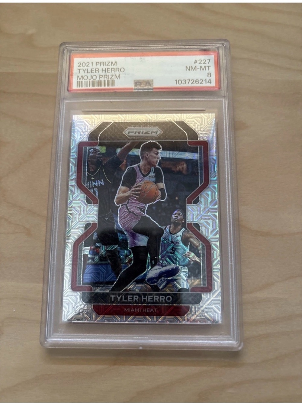 2021-22 Panini Prizm Tyler Herro Mojo Prizm #227 #19/25 PSA 8 POP 1 Miami Heat